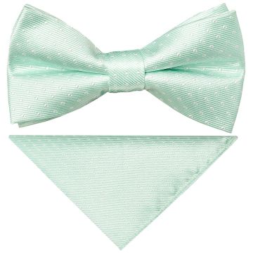 Pre Tied Mint Polka Dot Boys Bow Tie and Pocket Square Set