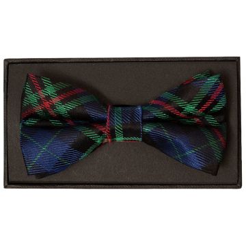 Blue and Green Tartan Silk Mens Bow Tie