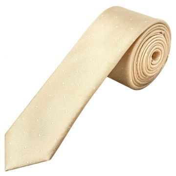 Champagne with White Spot Silk Skinny Tie 
