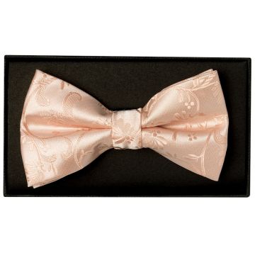 Light Peach Floral Handmade Mens Bow Tie