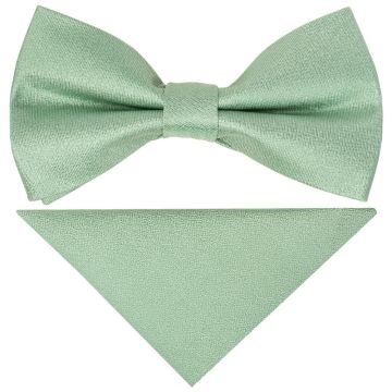 Pre Tied Sea Grass Silk Boys Bow Tie and Pocket Square Set  Age 8-11