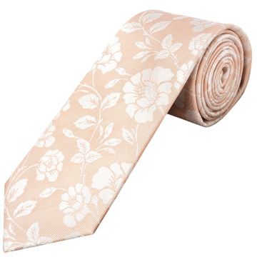 Pink with White Floral Silk Classic Tie 