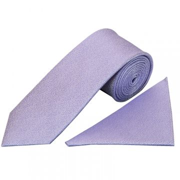 Plain Purple Textured Silk Classic Men's Tie and Pocket Square Set