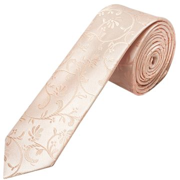 Light Peach Floral Skinny Men's Tie