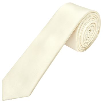Plain Off White Satin Skinny Men's Tie