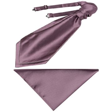 Plain Mauve Satin Men's Cravat Tie and Pocket Square Set