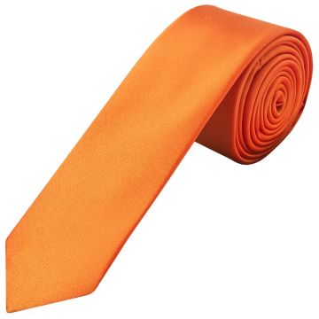 Plain Orange Satin Skinny Boys Tie
