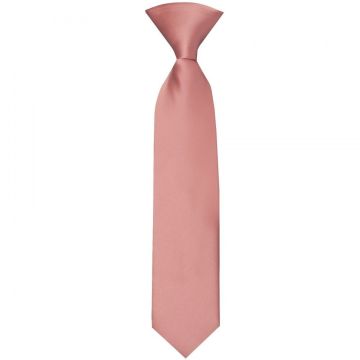 Pre Tied Plain Rose Gold Satin Boys Tie Age 4-7