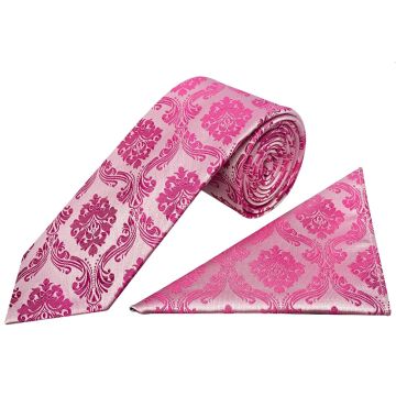 Fuchsia Paisley Classic Men's Tie and Pocket Square Set