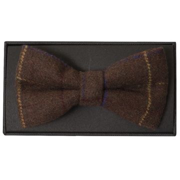 Brown Large Check Mens Tweed Bow Tie