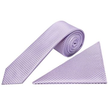 Lilac Textured Skinny Tie and Pocket Square Set