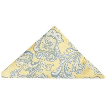 Yellow and Blue Paisley Pocket Square