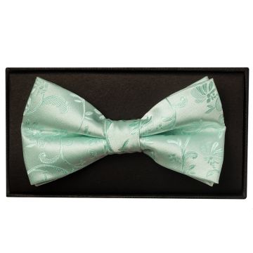 Mint Green Floral Handmade Mens Bow Tie