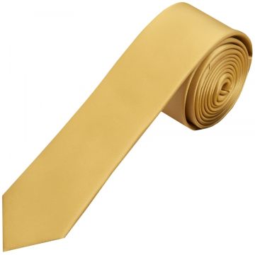 Plain Caramel Satin Silk Skinny Men's Tie