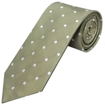 Khaki Green Large White Spot Classic Men's Tie