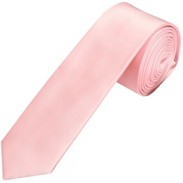 Plain Blush Pink Satin Skinny Men's Tie