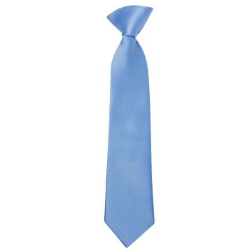 Pre Tied Steel Blue Satin Boys Tie Age 4-7