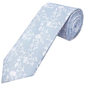 Sky Blue and White Floral Classic Men's Tie