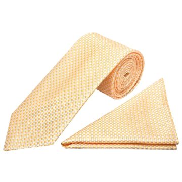 Gold Diamond Neat Classic Men's Tie and Pocket Square Set