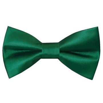 Pre Tied Forest Green Satin Boys Bow Tie Age 8-11