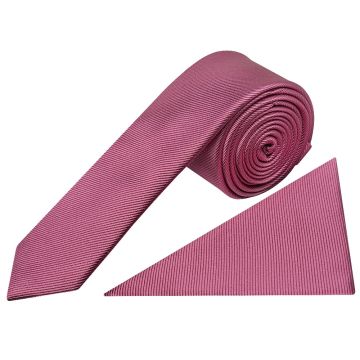 Mulburry Silk Twill Skinny Men's Tie and Pocket Square Set