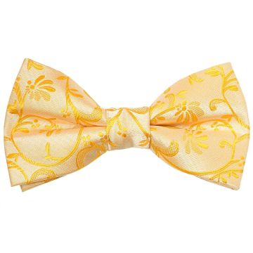 Pre Tied Bright Yellow Floral Boys Bow Tie Age 8-11
