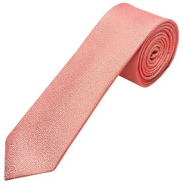 Plain Pink Textured Silk Skinny Men's Tie