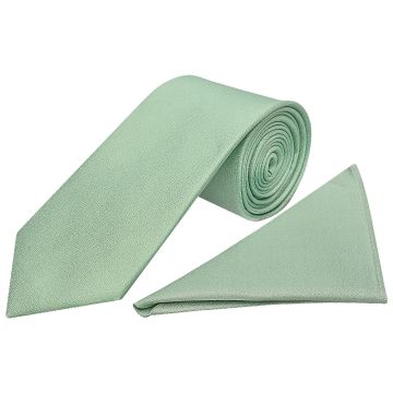 Plain Sea Grass Silk Classic Men's Tie and Pocket Square Set