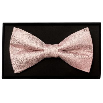 Plain Rose Gold Textured Silk Mens Bow Tie