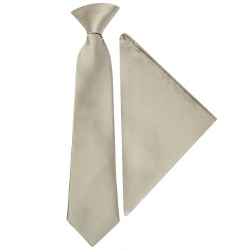 Pre Tied Dusty Sage Satin Boys Tie and Pocket Square Set Age 4-7