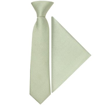 Pre Tied Light Sage Green Silk Boys Tie and Pocket Square Set Age 4-7