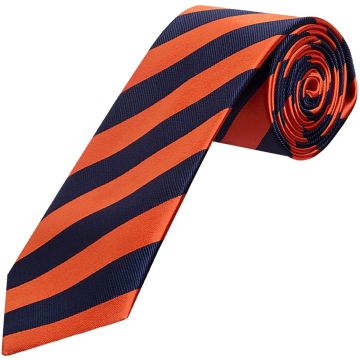 Navy and Orange Striped Classic Men's Tie