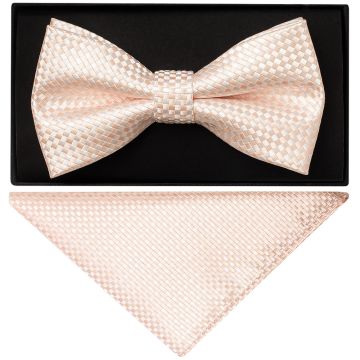 Blush Diamond Neat Mens Bow Tie and Pocket Square Set