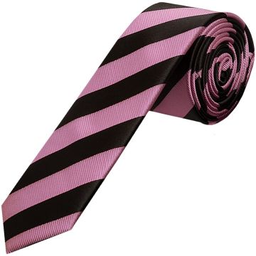 Black and Pink Striped Skinny Men's Tie