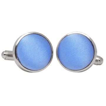Plain Steel Blue Satin Cufflinks