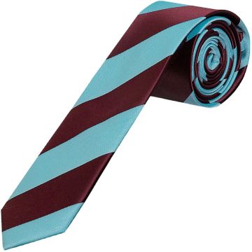 Claret and Blue Striped Skinny Boys Tie