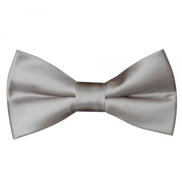 Pre Tied Silver Boys Bow Tie Age 18 Months-3 Years