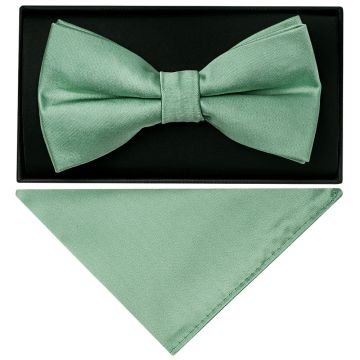 Plain Seagrass Handmade Mens Bow Tie and Pocket Square Set