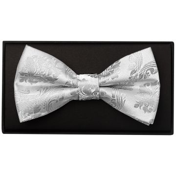 Silver Paisley Handmade Mens Bow Tie