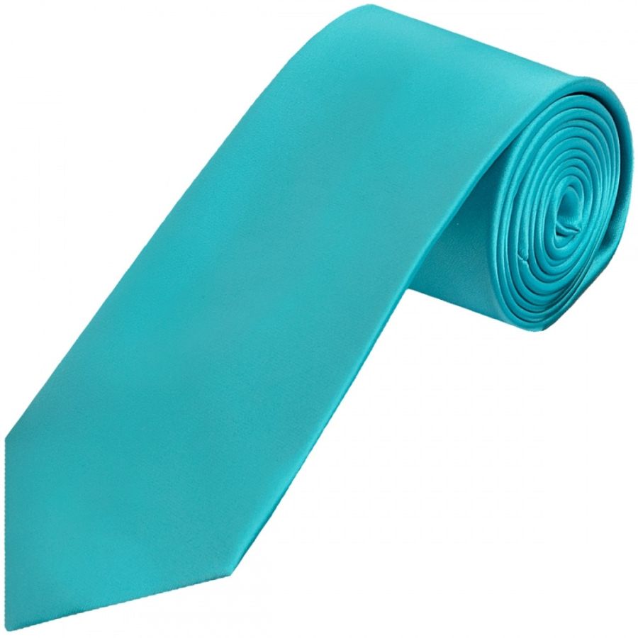 Plain Turquoise Satin Classic Men's Tie and Pocket Square Set