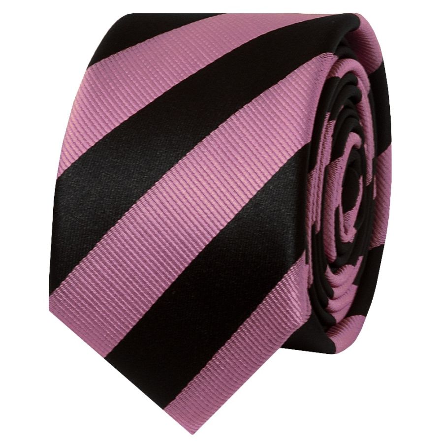 Black and Pink Striped Skinny Men's Tie