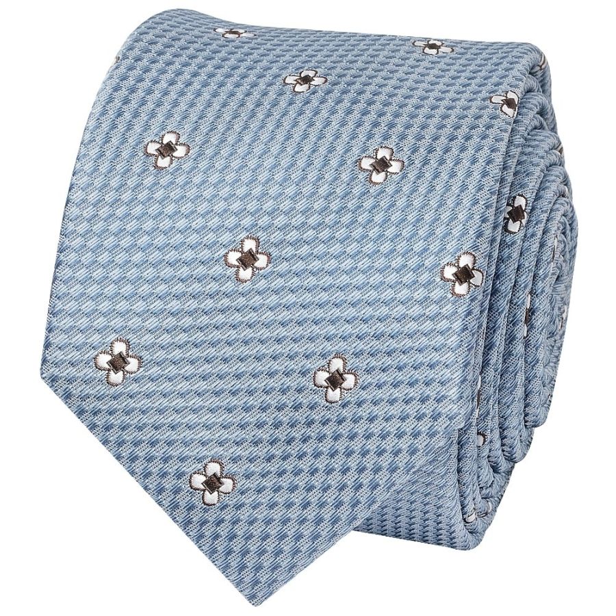 Blue Petal Skinny Men's Tie and Pocket Square Set