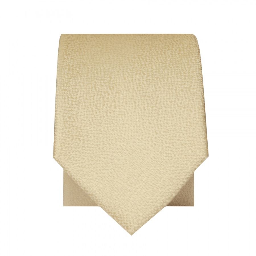 Plain Champagne Textured Silk Skinny Men's Tie and Pocket Square Set