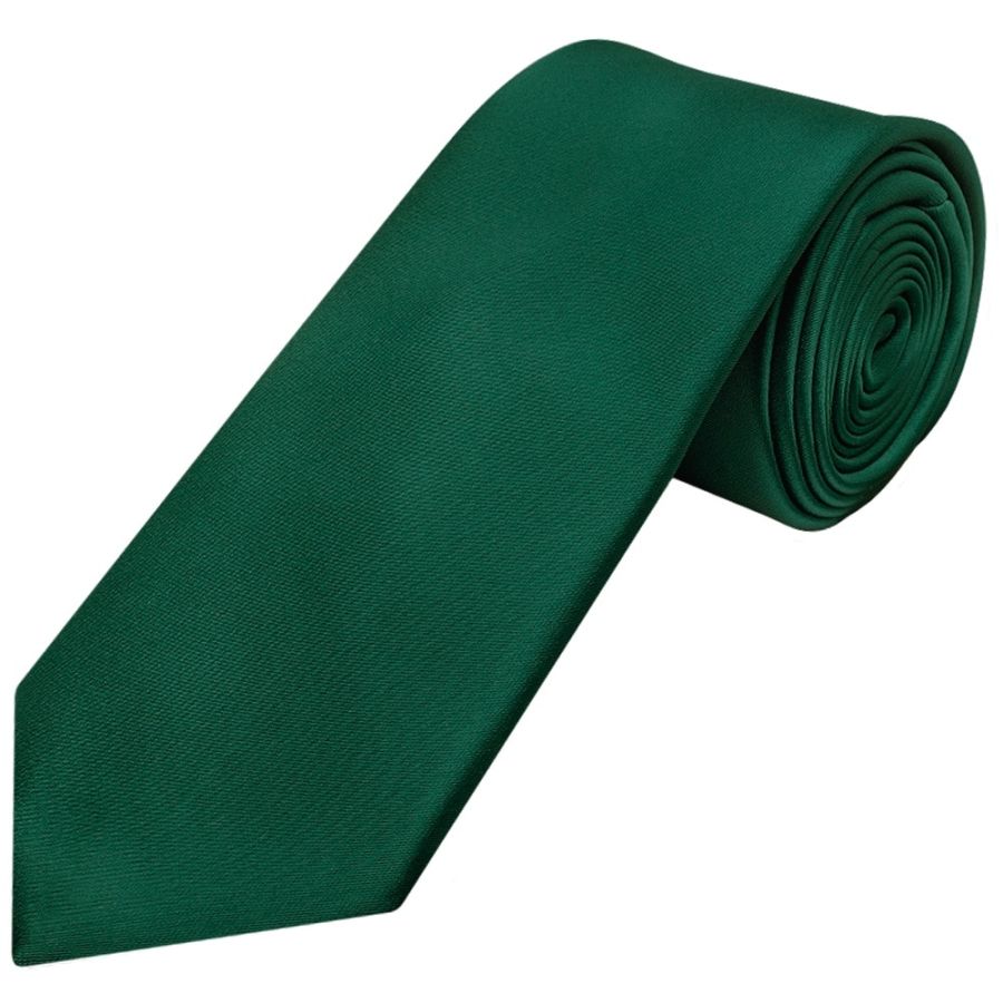 Plain Bottle Green Satin Classic Men's Tie and Pocket Square Set