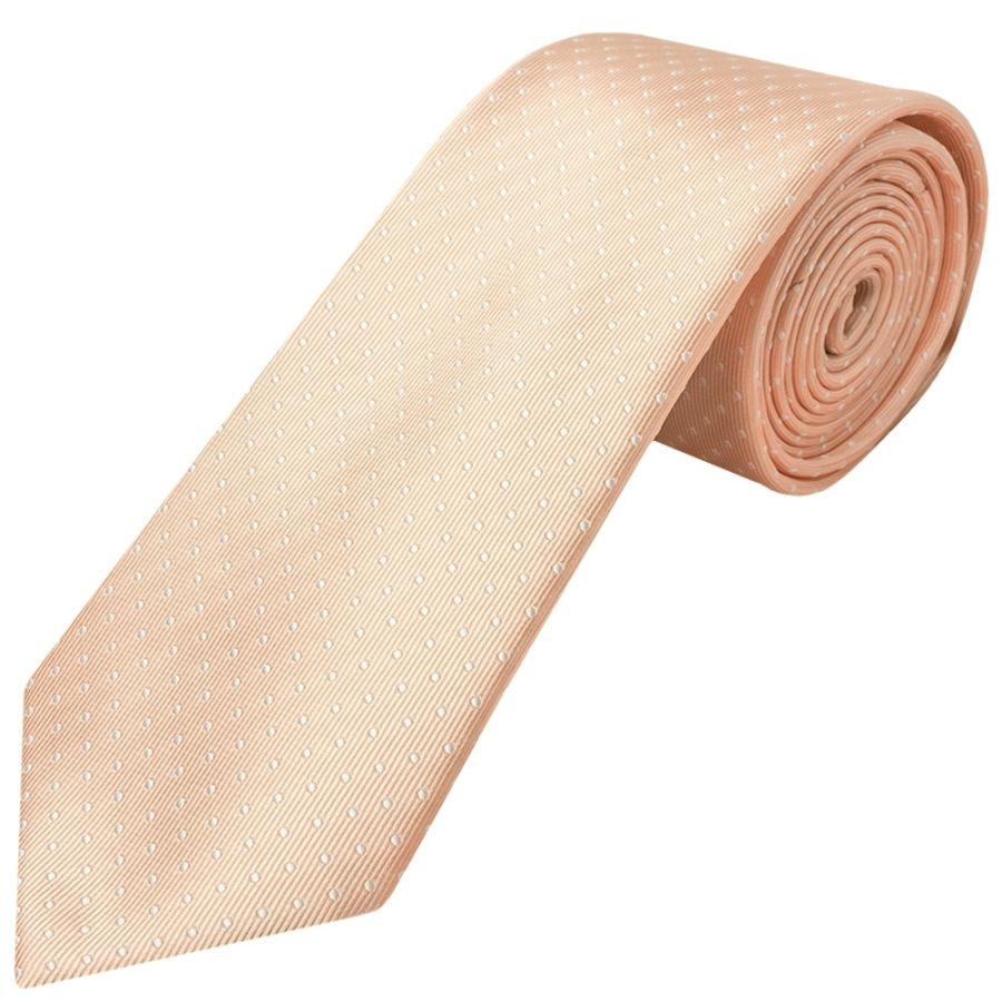 Peach and White Polka Dot Classic Men's Tie