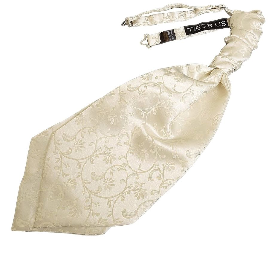 Ivory Floral Men's Cravat Tie and Pocket Square Set