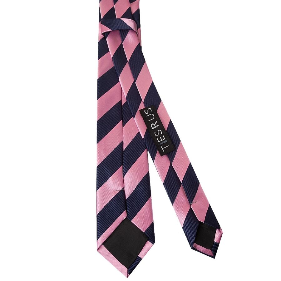 Navy and Pink Striped Skinny Men's Tie