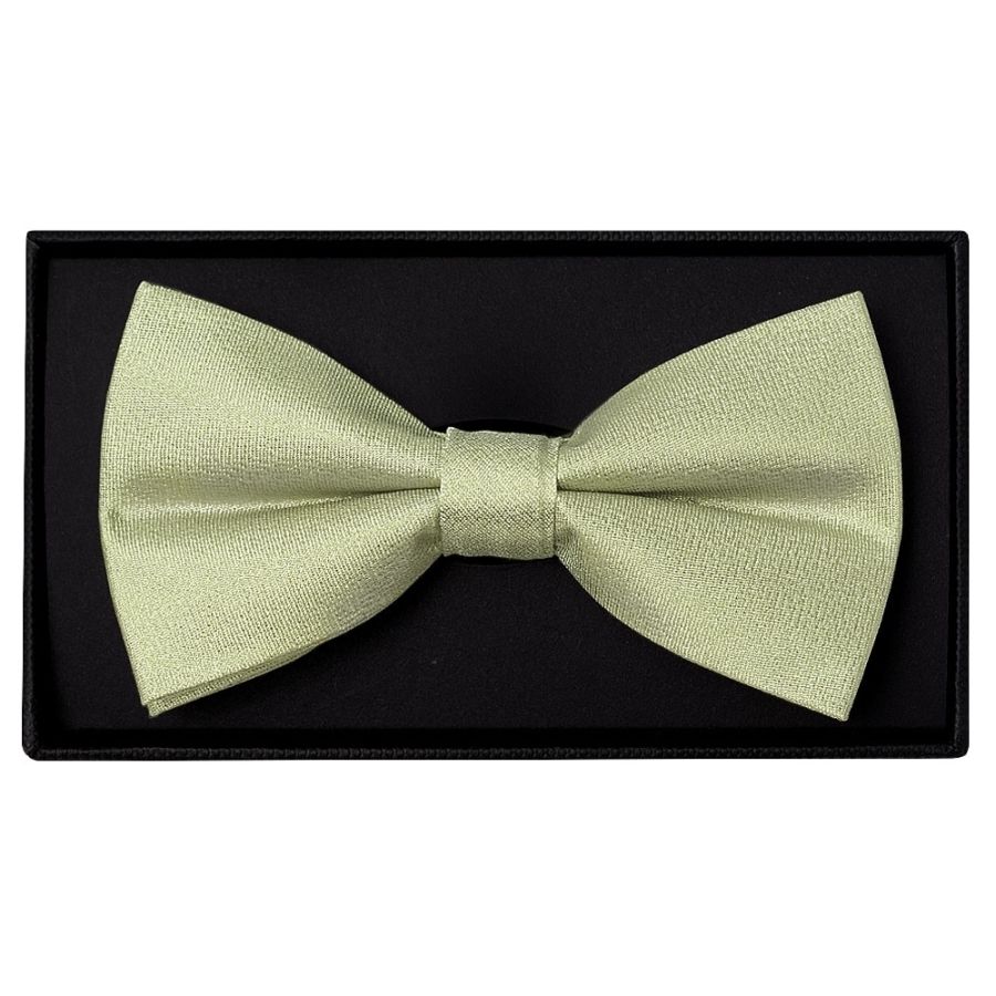 Plain Sage Green Silk Mens Bow Tie and Pocket Square Set