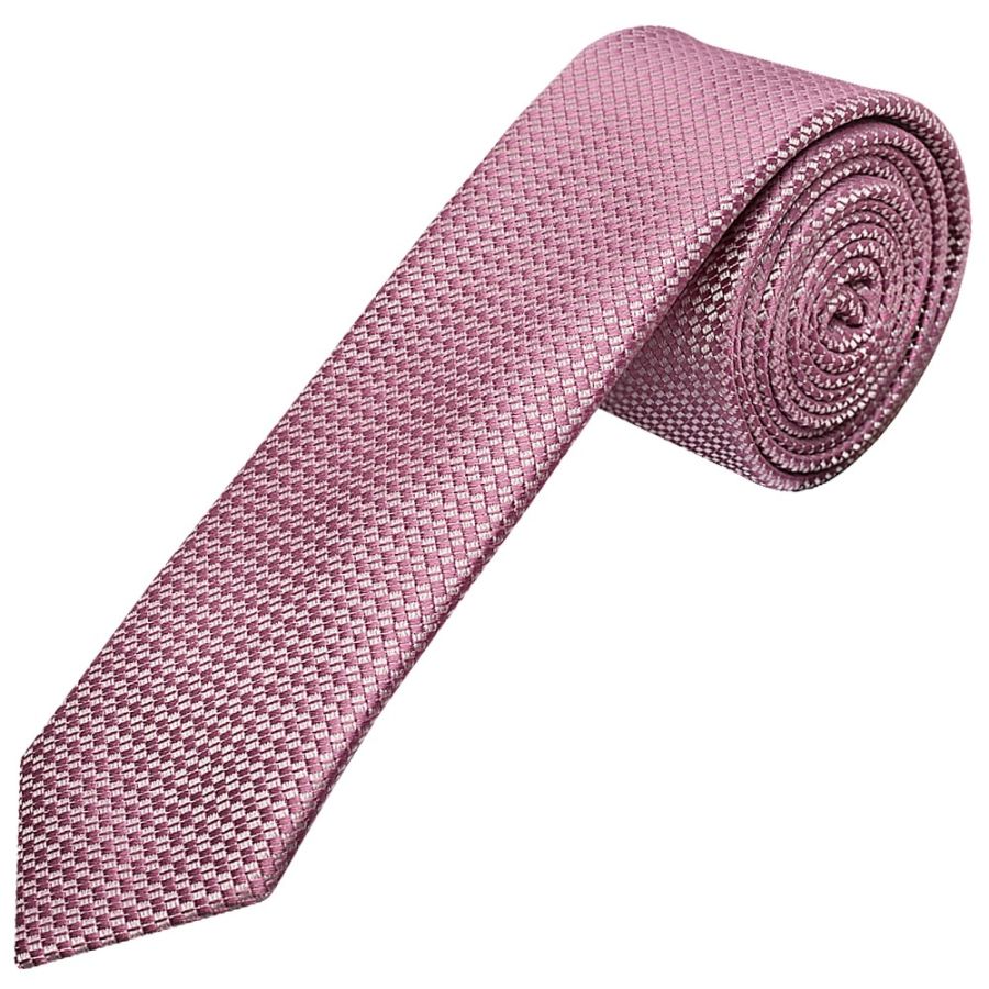Dusty Pink Textured Skinny Tie 