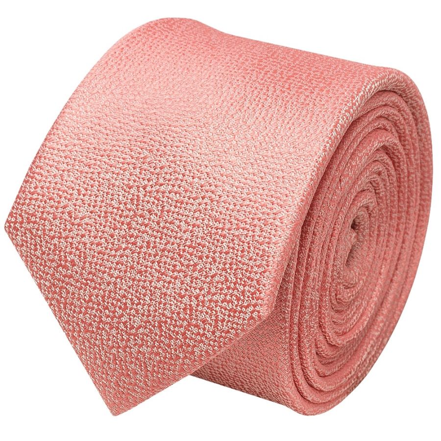Plain Pink Textured Silk Skinny Men's Tie